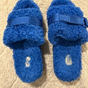UGG Royal Blue Fuzzy Slide Sandals
